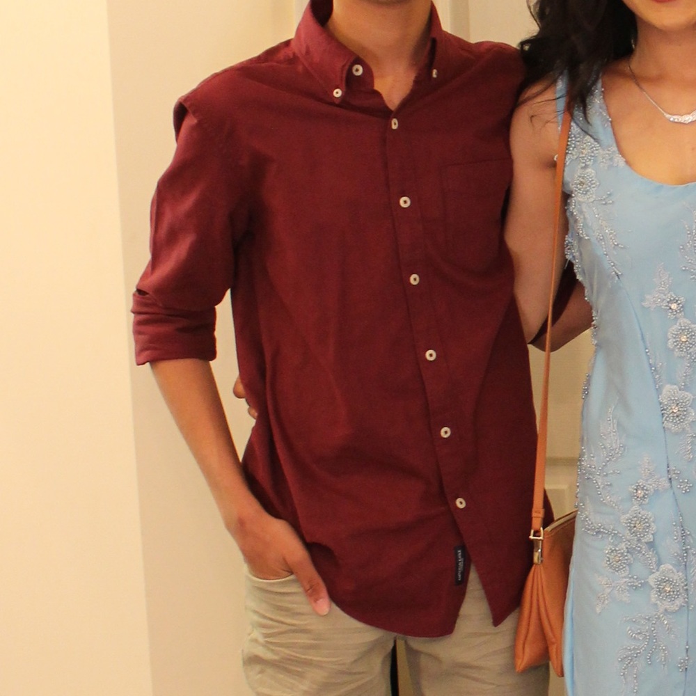 American Eagle Maroon Button Down